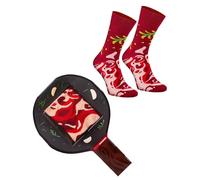 Rainbow Socks - Chaussettes à steak dans une boîte - Chaussettes amusantes pour homme dans la poêle - Cadeau pour les fans de steak - 1 paire, Chaussettes steak, 41-46