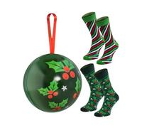 Rainbow Socks - Chaussettes de Noël dans une boule pour elle et lui - Rouge - 2 paires - 41-46