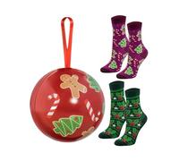 Rainbow Socks - Chaussettes de Noël dans une boule pour elle et lui - Rouge - 2 paires - 41-46