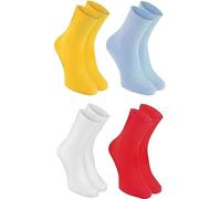 Rainbow Socks Chaussettes diabétiques en coton pour homme et femme, sans élastique, 4 x blanc, bleu, jaune, rouge, 38-40
