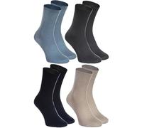 Rainbow Socks Chaussettes diabétiques en coton pour homme et femme, sans élastique, 4 x noir, graphite, bleu acier, beige, 39-41