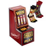 Rainbow Socks - Chaussettes Jeu de machine à sous - Chaussettes Nouveauté Hommes Femmes - Chaussettes Cadeau - Slot Machine Socks - 2 paires - Taille 36-40