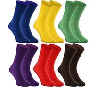 Rainbow Socks - Femme Homme Chaussettes Antibactériennes Diabetiques - 6 Paar - Chaber Jaune Vert Violet Rouge Marron - Taille 36-38