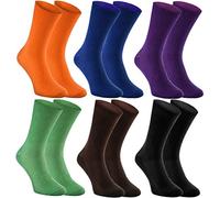 Rainbow Socks - Femme Homme Chaussettes Antibactériennes Diabetiques - 6 Paar - Orange Chaber Violet Vert Marron Noir - Taille 42-43