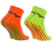 Rainbow Socks - Femme Homme Chaussettes Antidérapantes de Sport - 2 paires - Orange Vert - Taille 42-43