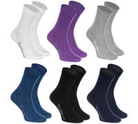 Rainbow Socks - Femme Homme Chaussettes Colorées en Coton - 6 Paire - Blanc Violet Gris Bleu Marine Noir - Taille 42-43
