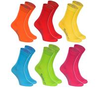 Rainbow Socks - Femme Homme Chaussettes Colorées en Coton - 6 Paire - Orange Rouge Jaune Vert Mer Vert - Taille 44-46