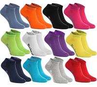 Rainbow Socks - Femme Homme Chaussettes Courtes en Coton - 12 Paire - Noir Blanc Gris Violet Bleu Jeans Bleu Orange Rouge Jaune Vert Fuchsia - Taille UE 44-46
