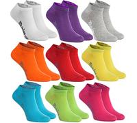 Rainbow Socks - Femme Homme Chaussettes Courtes en Coton - 9 Paire - Blanc Violet Gris Orange Rouge Jaune Vert - Taille UE 39-41