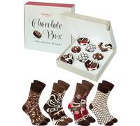 Rainbow Socks - Femme Homme Chaussettes dans une Boîte de Chocolat - Chaussettes Cadeaux - Chocolate Box Socks - 4 Paires - Taille 36-40
