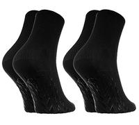 Rainbow Socks - Femme Homme Chaussettes Diabetique Sans Élastique Antidérapantes ABS - 2 Paire - Noir - Taille 36-38