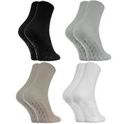 Rainbow Socks - Femme Homme Chaussettes Diabetique Sans Élastique Antidérapantes ABS - 4 Paire - Noir Blanc Beige Gris - Taille 42-43