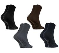 Rainbow Socks - Femme Homme Chaussettes Diabetique Sans Élastique Antidérapantes ABS - 4 Paire - Noir Marron Bleu Claire Graphite - Taille 39-41