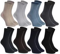 Rainbow Socks - Femme Homme Chaussettes Diabetique Sans Pression - 8 Paire - Beige Marron Noir Graphite Bleu Marine Kaki Bleu Gris - Taille 39-41