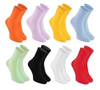 Rainbow Socks - Femme Homme Chaussettes Diabetiques Sans Élastique en Coton - 8 Paire - Orange Jaune Violet Bleu Vert Noir Blanc Rouge - Taille 42-43