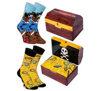 Rainbow Socks - Femme Homme Chaussettes Pirates dans une Boîten - Cadeau pour les fans de Pirates - 2 Paires - Taille 36-40