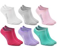 Rainbow Socks - Femme Homme - Classique Chaussettes Courtes Invisibles en Coton - 6 Paire - Blanc Gris Rose Fuchsia Violet Aigue-marine - Taille 39-41
