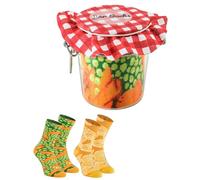 Rainbow Socks - Femme Homme - Pois avec Carottes et Citrons dans un Pot Chaussettes Fantaisies- 2 Paires - Taille 36-40