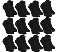 Rainbow Socks - Femme Homme Socquettes Courtes en Bambou - 12 Paire - Noir - Taille 39-41