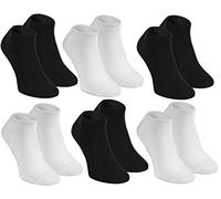 Rainbow Socks - Femme Homme Socquettes Courtes en Bambou - 6 Paire - Noir Blanc - Taille 39-41