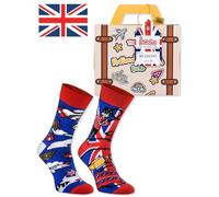 Rainbow Socks - Femmes Hommes Chaussettes Angleterre Valise - 1 Pair - English Breakfast Tea Queen Elizabeth -Taille 36-40