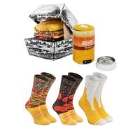 Rainbow Socks - Femmes Hommes Chaussettes Food Truck Box Cadeau - 3 Paires - Burger Biere - Taille 36-40