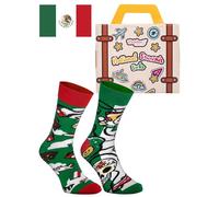 Rainbow Socks - Femmes Hommes Mexique Chaussettes Valise - 1 Paire - Mexico La Catrina Chili Pepper - Tailles EU 36-40
