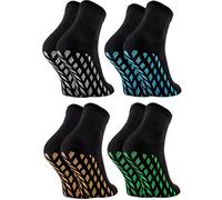 Rainbow Socks - Fille Chaussettes Antidérapantes de Sport Briller - 4 paires - Noir + Argent Bleu Doré Vert ABS - Taille 30-35