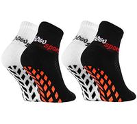 Rainbow Socks - Fille Garçon Chaussettes Antidérapantes de Sport - 2 paires - Blanc Noir - Taille 30-35