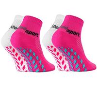 Rainbow Socks - Fille Garçon Chaussettes Antidérapantes de Sport - 2 paires - Blanc Rose - Taille 30-35