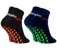 Rainbow Socks - Fille Garçon Chaussettes Antidérapantes de Sport - 2 paires - Noir Bleu - Taille 30-35