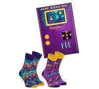 Rainbow Socks - Game Socks Box - Chaussettes Pour Cadeau Pour Les Fans De Divertissement, De Jeux Sur Console, De Machines De Jeux, De Flippers - 2 Paires - Taille 47-50