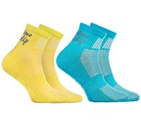 Rainbow Socks - Garçon Fille Chaussettes Antidérapantes de Sport en Coton - 2 Paire - Turquesa Amarillo - Taille 24-29