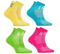 Rainbow Socks - Garçon Fille Chaussettes Antidérapantes de Sport en Coton - 4 Paire - Amarillo Turquesa Verde Rosa - Taille 24-29