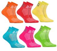 Rainbow Socks - Garçon Fille Chaussettes Antidérapantes de Sport en Coton - 6 Paire - Naranja Rojo Amarillo Azul Verde Rosa - Taille 24-29