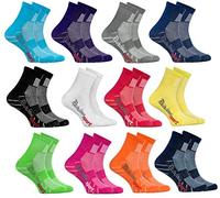 Rainbow Socks - Garçon Fille Chaussettes Sport Colorées en Coton - 12 Paire - Rojo Verde Amarillo Azul de Mar Azul Azul Marino Rosa Blanco Negro Gris Naranja Púrpura - Taille 24-29