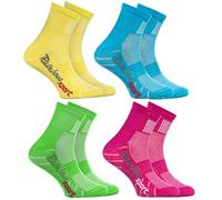 Rainbow Socks - Garçon Fille Chaussettes Sport Colorées en Coton - 4 Paire - Amarillo Turquesa Verde Rosa - Taille 24-29