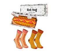 Rainbow Socks - Hot Dog Socks Box - Homme Femme Chaussettes Avec Motif Hot Dog - Cadeau Pour Les Fans de Restauration Rapide et de Chaussettes Amusantes - 2 Paires - Taille 41-46