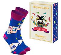 Rainbow Socks - Jeu De Cartes De Chaussettes - 1 Paire, Folle Couleurs - Pour Un Cadeau Pour Un Amateur De Jeu De Cartes: Poker, Bridge, Pasians, Magic Fabricant Des Tours De Cartes - Taille 47-50