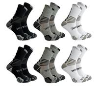 Rainbow Socks Lot de 6 paires de chaussettes de sport pour homme et femme Noir/gris/blanc