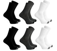 Rainbow Socks Lot de 6 paires de chaussettes de sport pour homme et femme - Noir/gris/blanc - Confortables et respirantes - Taille unique
