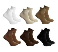 Rainbow Socks Lot de 6 paires de chaussettes pour femme - Noir, blanc, marron - Confortables et durables - Taille unique