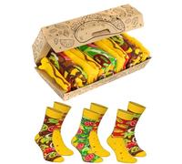 Rainbow Socks - Tacos Box Socks - Femmes Hommes Chaussettes Cadeaux pour les Amateurs de Cuisine Mexicaine - 3 paires - Taille 41-46