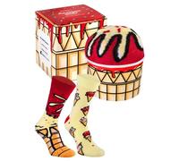 Rainbow Socks - Unisexe Femme Homme - Les glaces de chaussettes dans une boite pour elle et pour lui - un cadeau pour les amis pour l'anniversaire - 1 Paire - CITRON & CERISE - 47-50