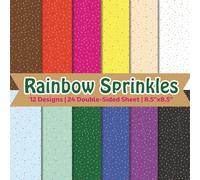 Rainbow Sprinkles Scrapbook Paper Craft Pad: 12 Colorful Sprinkle Designs, 24 Double-Side Sheets Printed on 8.5"x8.5" Size Paper With Premium Colors. ... Gift Wrapping, Cardstock, DIY & More!