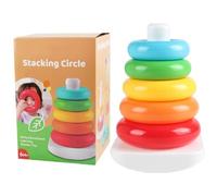 Rainbow Stacking Rings - Hand Eye Coordination Cognitive Color Sensory | Early Educational Learning Stacking Tower For Home Boys Girls
