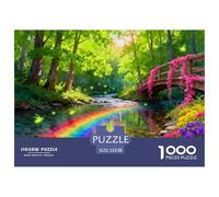 Rainbow Stream in The Forest Puzzle en Bois Imperméable DIY Puzzles De 1000 Pièces pour Adultes Coloré Jeux Éducatifs