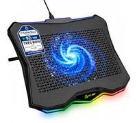 Rainbow Support Ventilé RGB pour PC Portable - Base Aluminium | Ventilateur Puissant et Silencieux, Six Effets Lumineux, Inclinaison Réglable, Compatible jusqu'à 17 Pouces