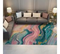 Rainbow Tapis 160x230 Lavable Salon Moderne coloré carpette pour Filles Décoration de Chambre d ado Descente lit antidérapants intérieurs Rose Bleu Sarcelle à Poil Bas Salle Manger