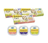 Rainbow Tart Lot de 3 boîtes de 40 g de purée de viande pour chat - 3 x 40 g - 3 saveurs (canneberge, myrtille, herbe à chat) - Nourriture humide riche en protéines - Contient du lait de chèvre et de